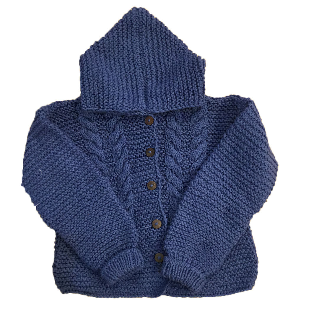 Organic Wool  |  Hoody | Chambray | Size- 2 years - Mojopanda Organic  Store