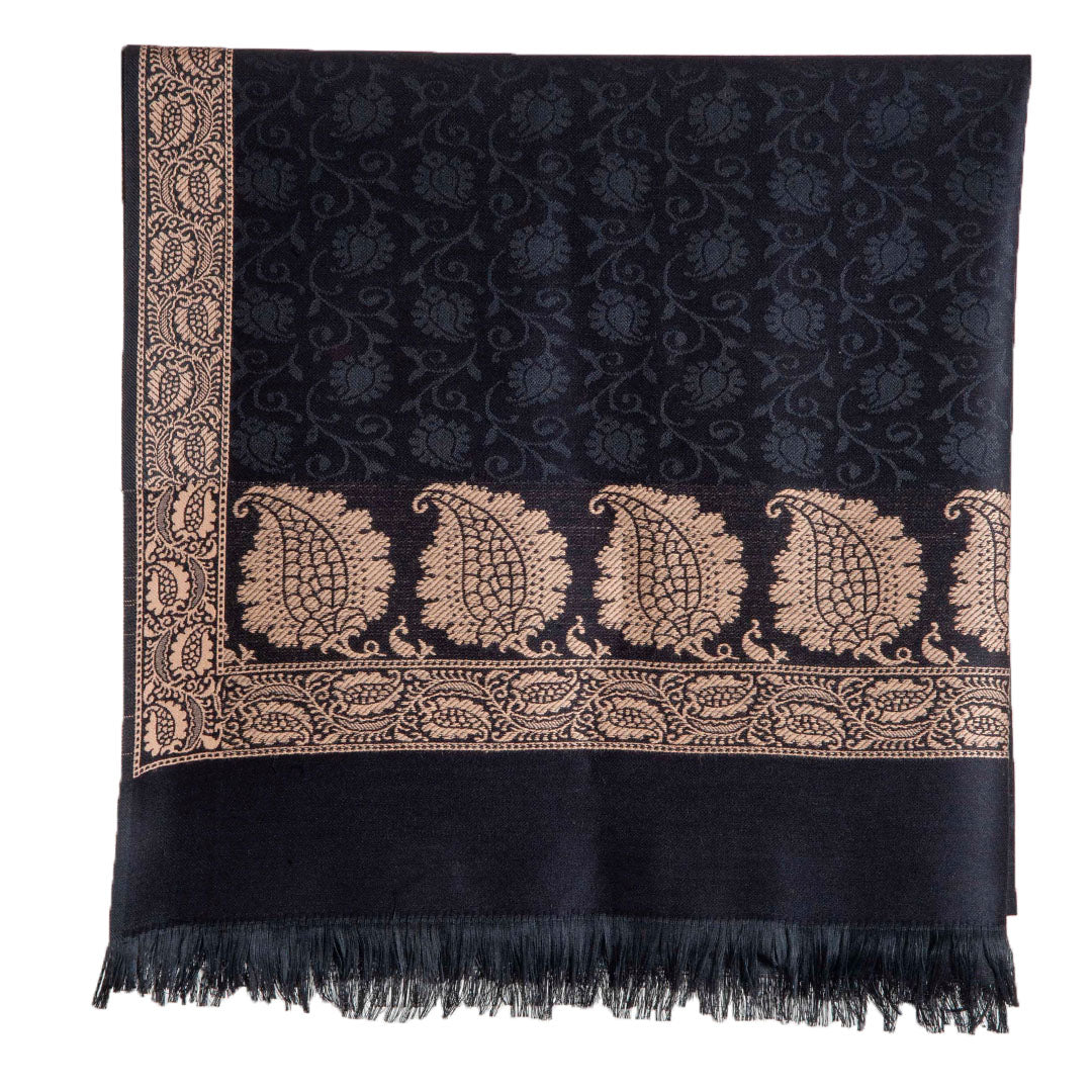 Woolen Stoles & Shawls | Black & natural | 100x210 CM | - Mojopanda Organic  Store