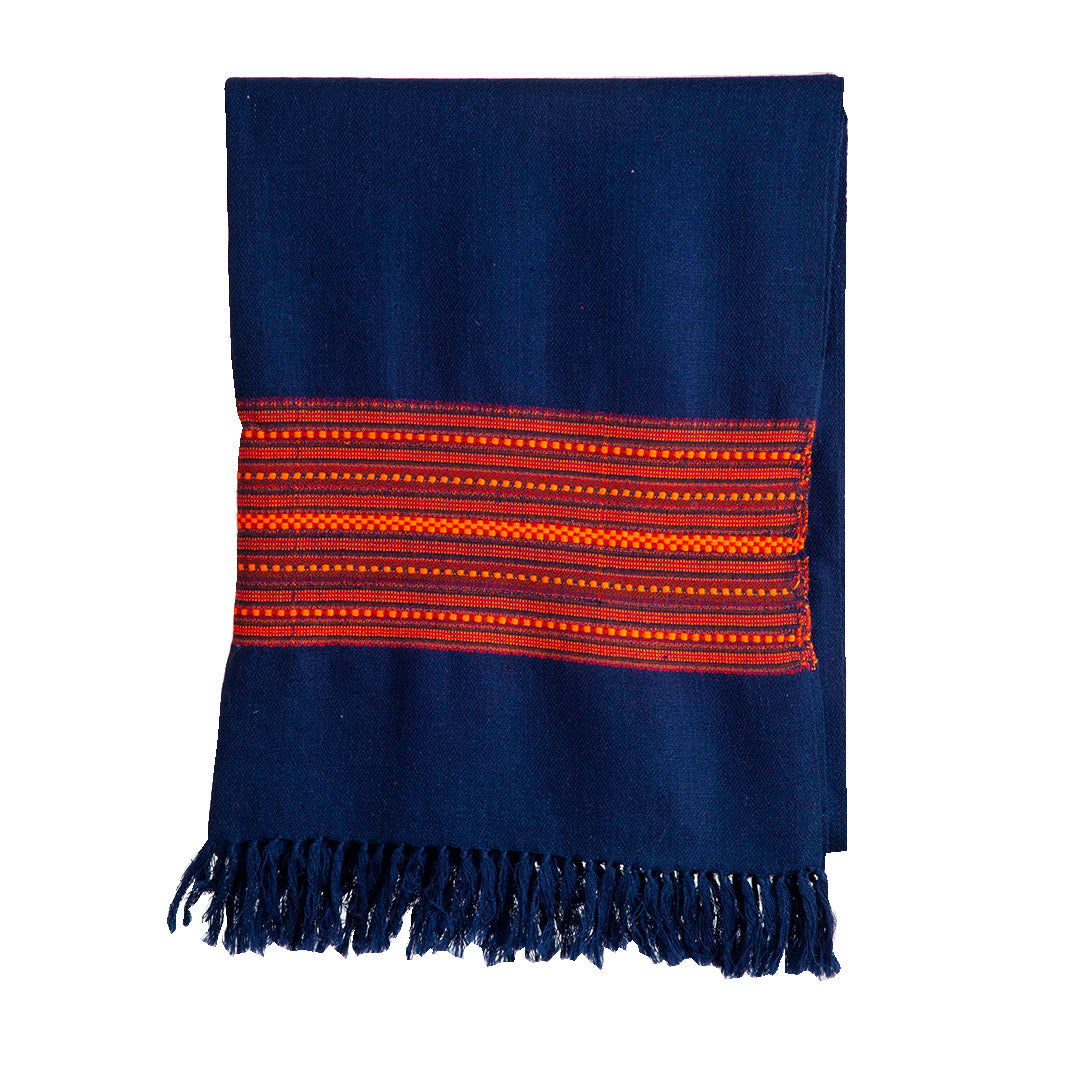 Woole Stoles & Shawls |Navy & Multi | 80x200CM | - Mojopanda Organic  Store
