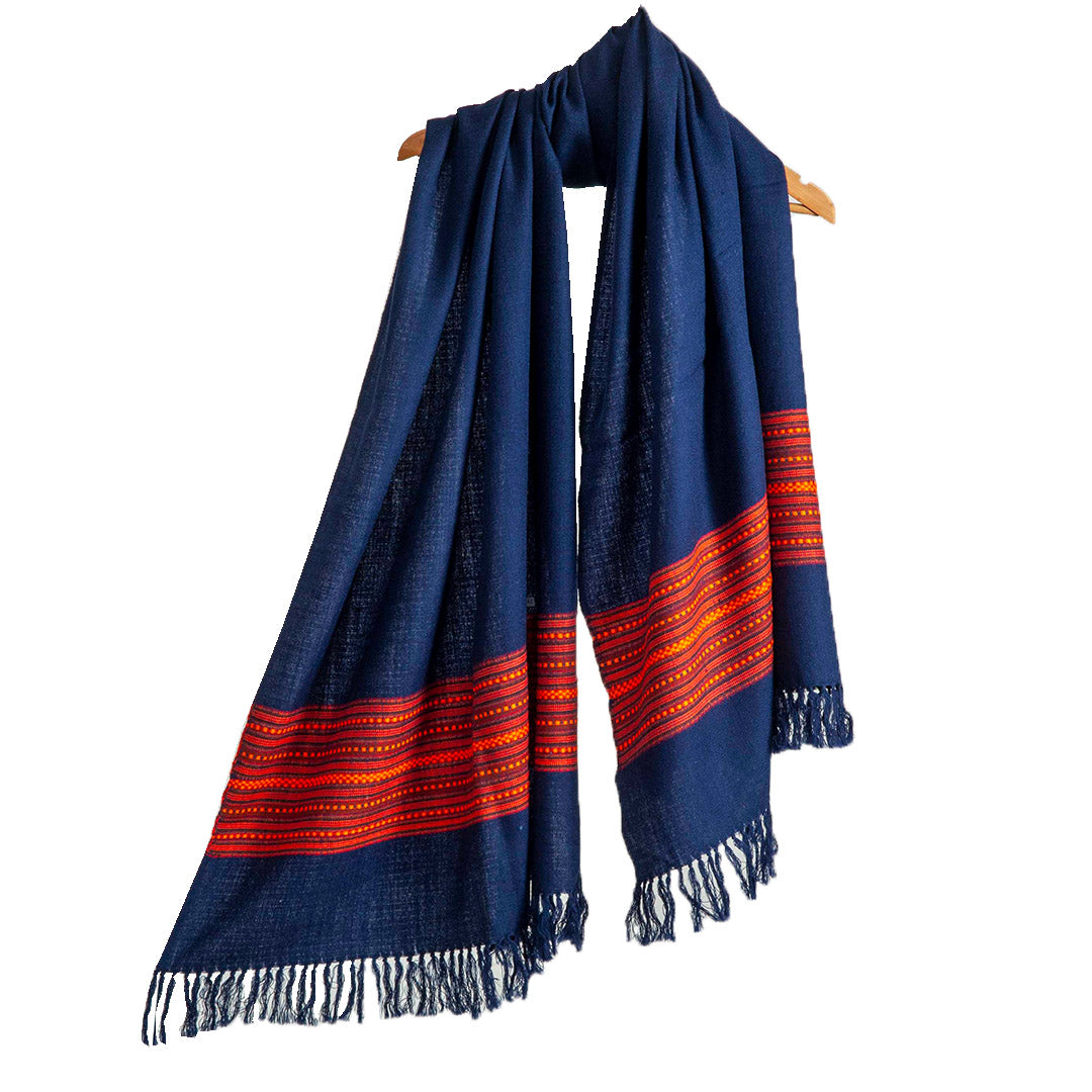 Woole Stoles & Shawls |Navy & Multi | 80x200CM | - Mojopanda Organic  Store