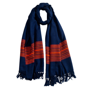 Woole Stoles & Shawls |Navy & Multi | 80x200CM | - Mojopanda Organic  Store