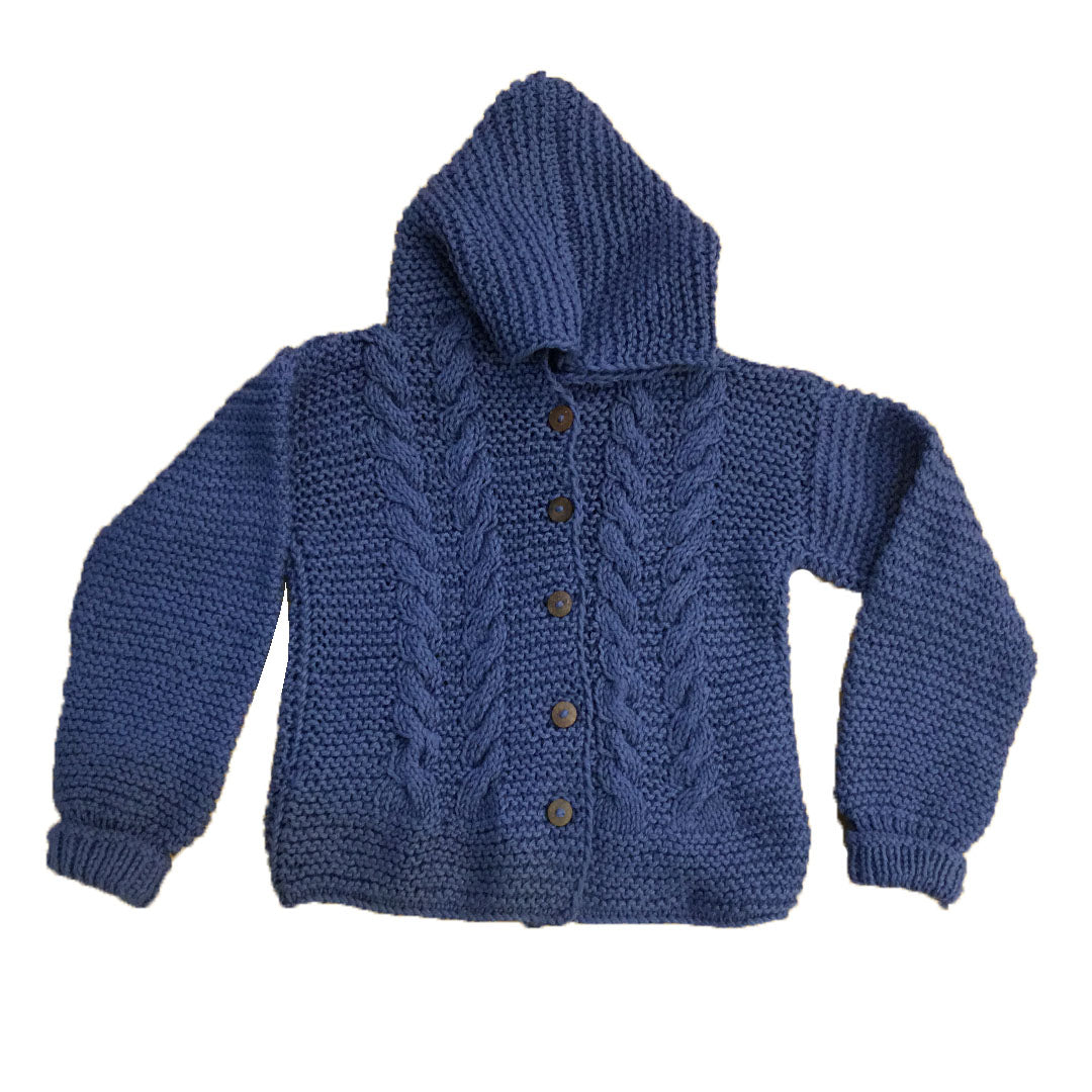 Organic Wool  |  Hoody | Chambray | Size- 2 years - Mojopanda Organic  Store