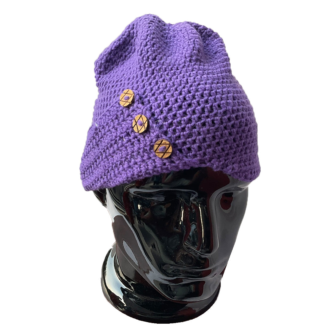 Crochet Women Cap | 100% Wool | Purple - Mojopanda Organic  Store