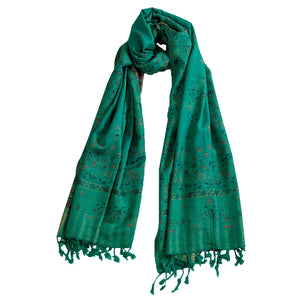 Woolen Stoles & Shawls | Green & Multi| 70x200 CM | - Mojopanda Organic  Store