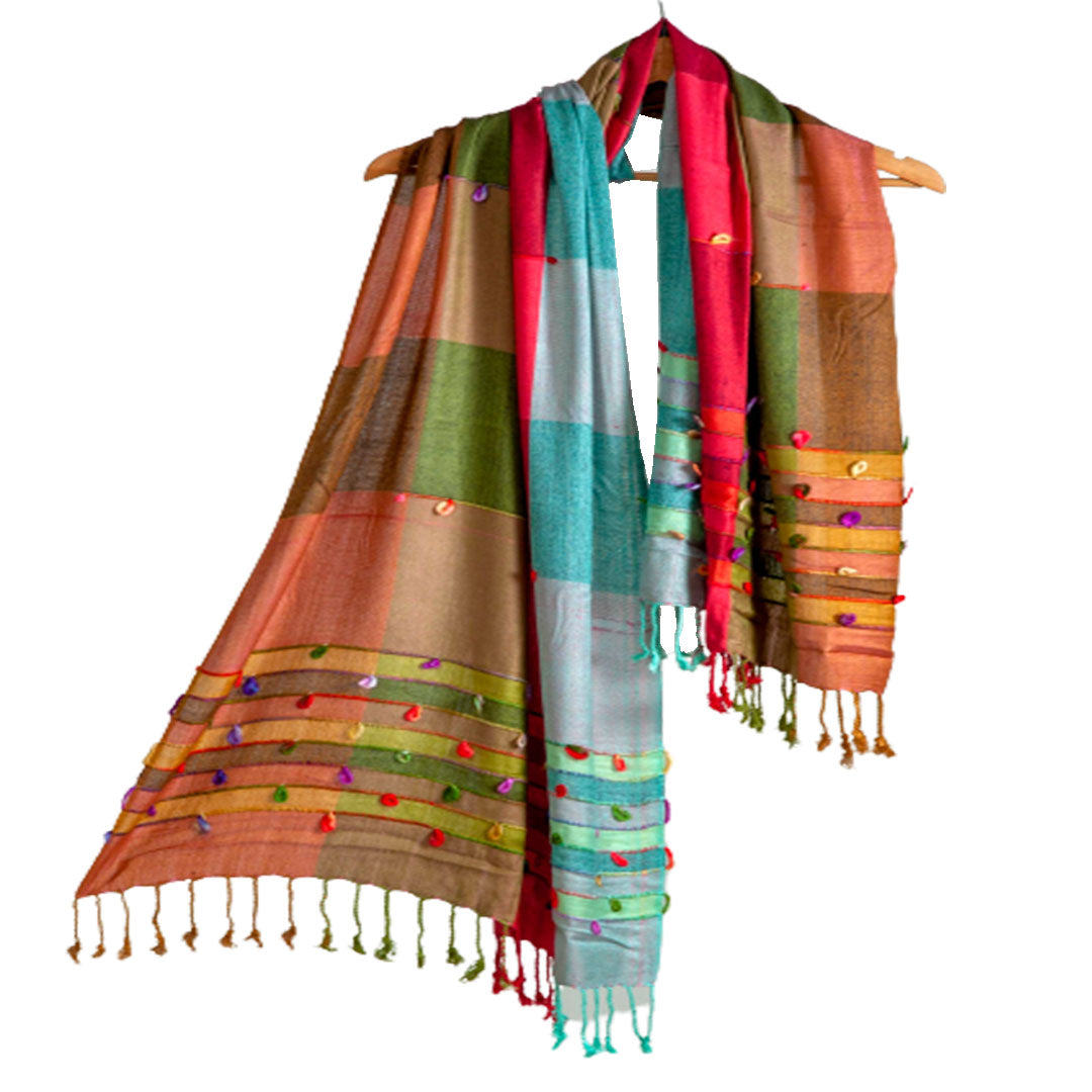 Woolen Stoles & Shawls | Assorted design|  Multi | 70x200 CM | - Mojopanda Organic  Store