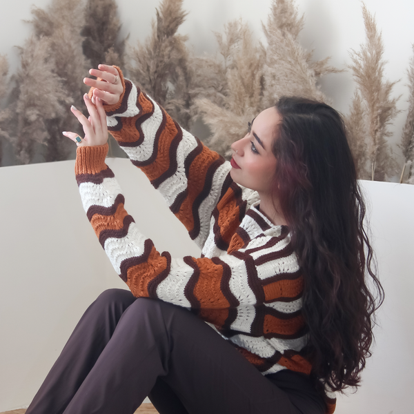 Camellia Pullover – Handknitted Stripes for Modern Women