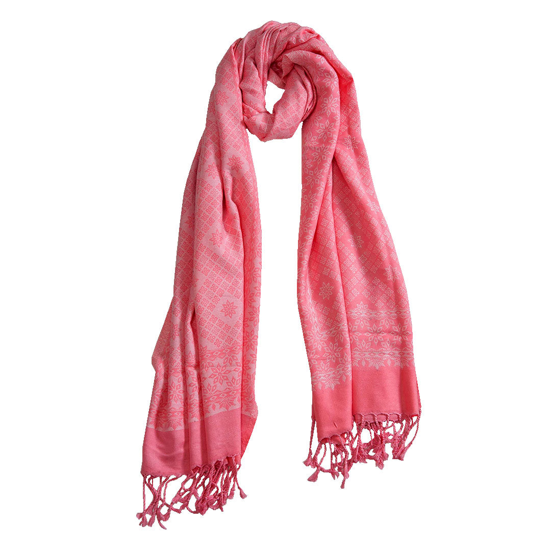 Stoles & Shawls | Pink Woolen S &  White  | 70x200 CM | - Mojopanda Organic  Store