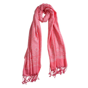 Stoles & Shawls | Pink Woolen S &  White  | 70x200 CM | - Mojopanda Organic  Store