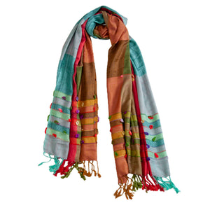 Woolen Stoles & Shawls | Assorted design|  Multi | 70x200 CM | - Mojopanda Organic  Store
