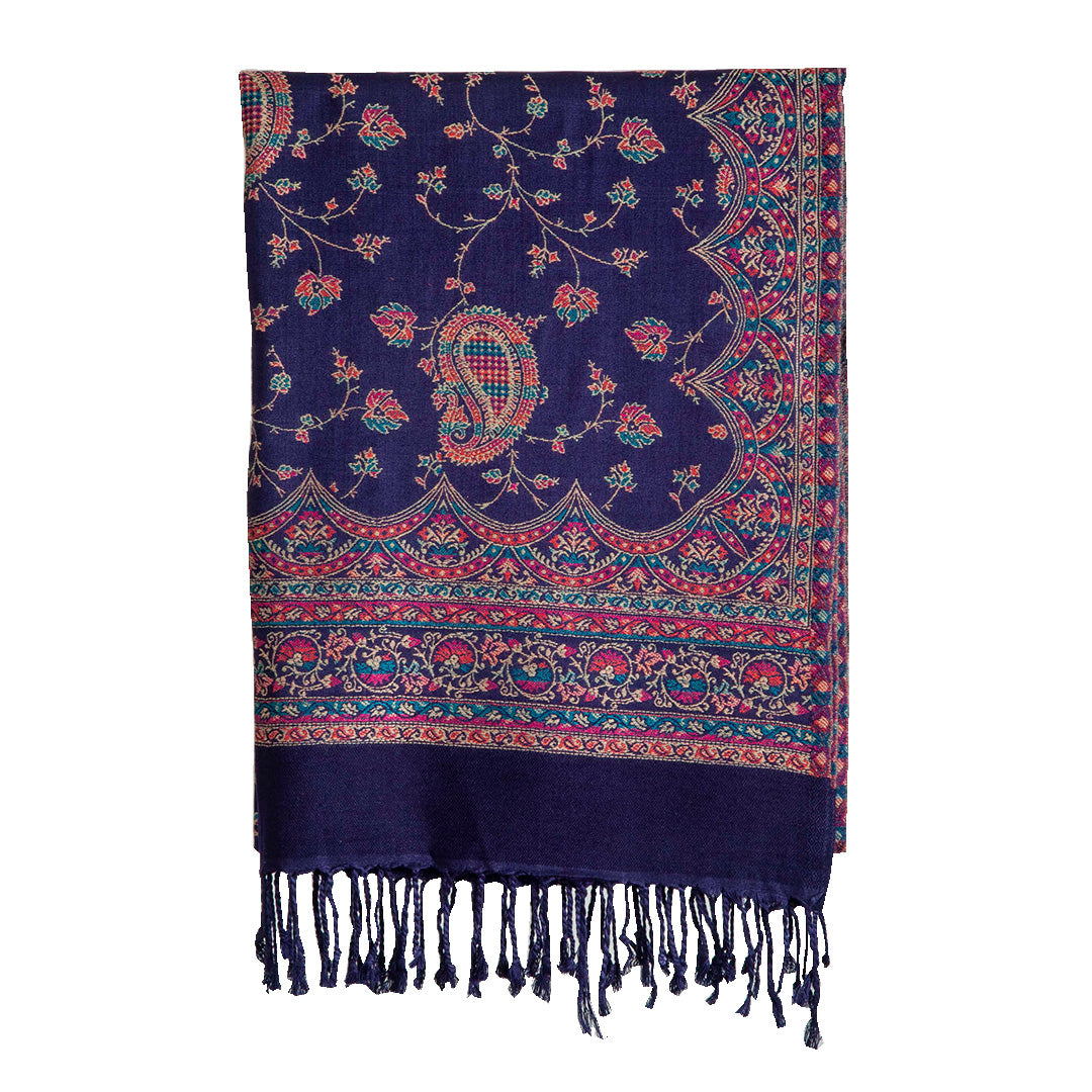 Woolen Stoles & Shawls | Blue & Multi | 70x200 CM | - Mojopanda Organic  Store