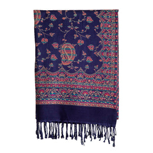 Woolen Stoles & Shawls | Blue & Multi | 70x200 CM | - Mojopanda Organic  Store
