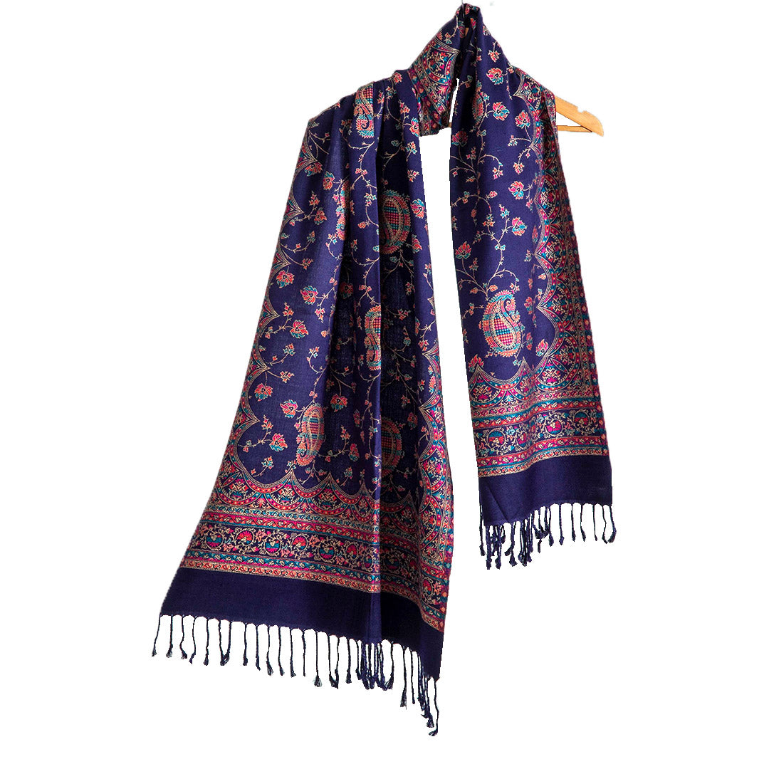 Woolen Stoles & Shawls | Blue & Multi | 70x200 CM | - Mojopanda Organic  Store