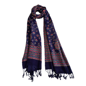 Woolen Stoles & Shawls | Blue & Multi | 70x200 CM | - Mojopanda Organic  Store