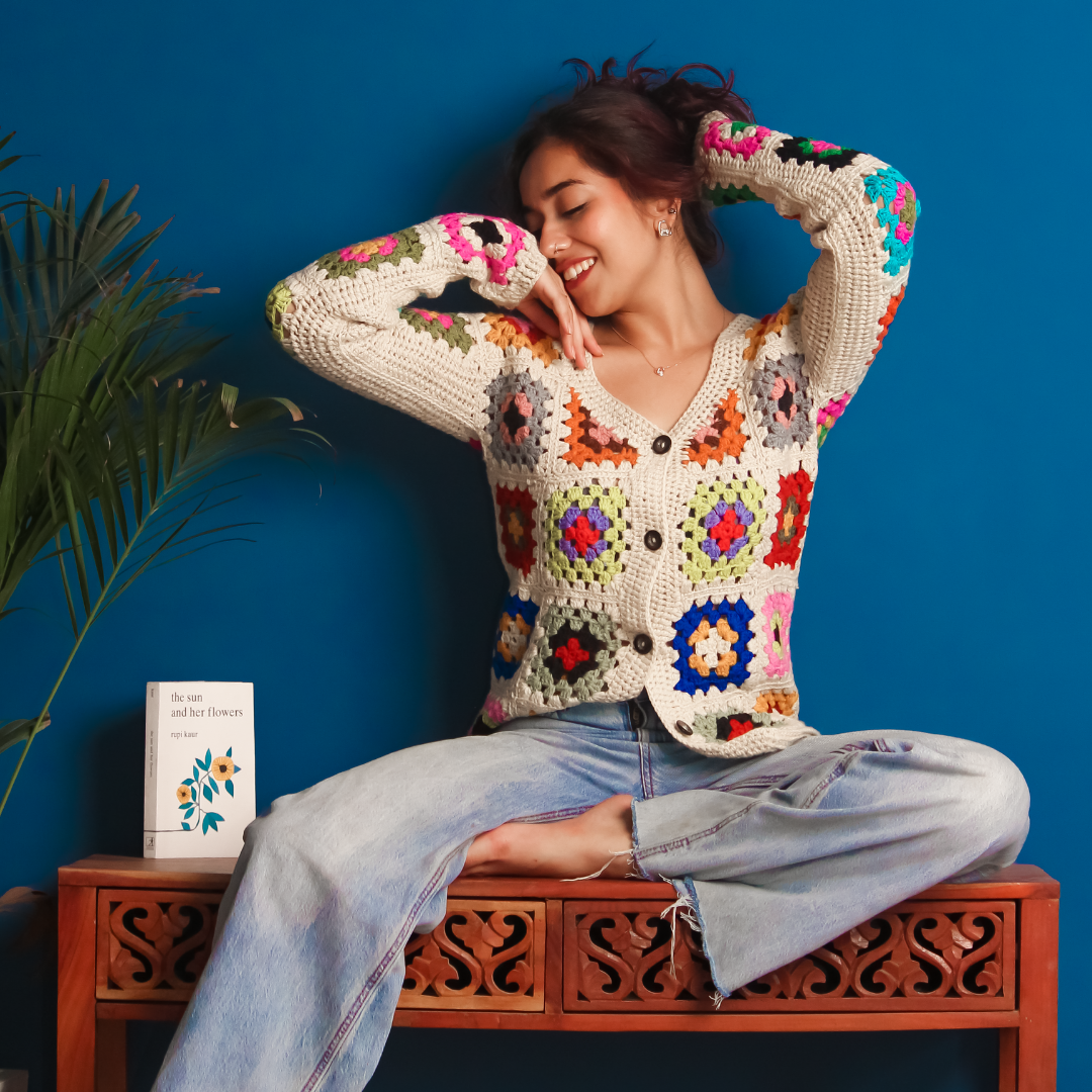 Nanami Woolen Cardigan – Elegant, Sophisticated, Handknitted - Mojopanda Organic  Store