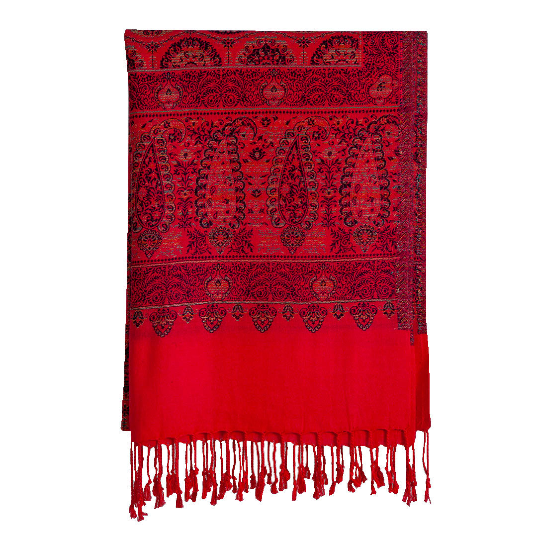 Woolen Stoles & Shawls | Red & Multi | 75x200 CM | - Mojopanda Organic  Store