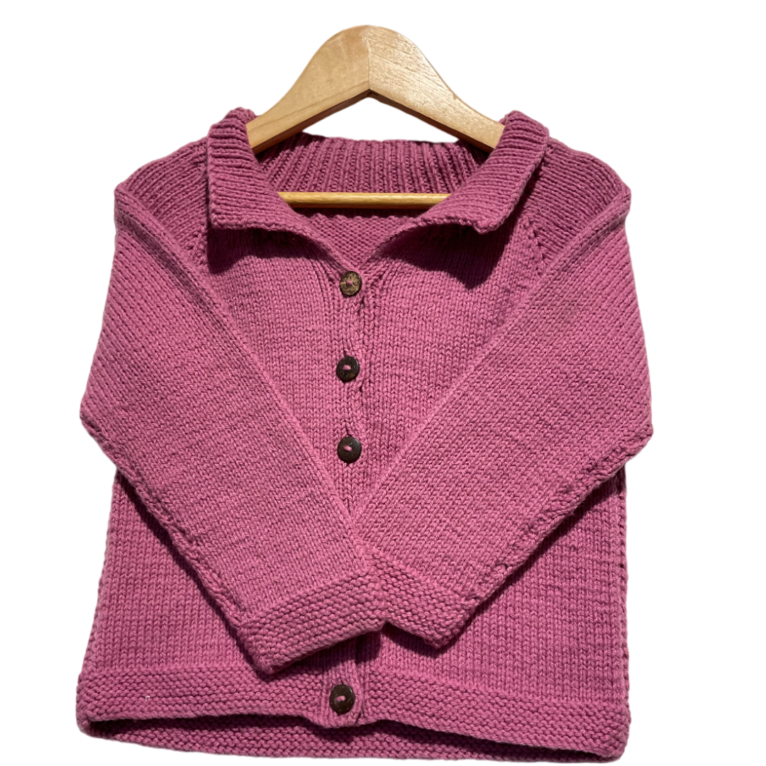 Cardigan | Hand Knit 100% Wool | For Baby Girls| Size-2 Years - Mojopanda Organic  Store