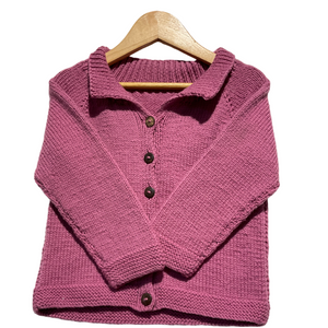 Cardigan | Hand Knit 100% Wool | For Baby Girls| Size-2 Years - Mojopanda Organic  Store