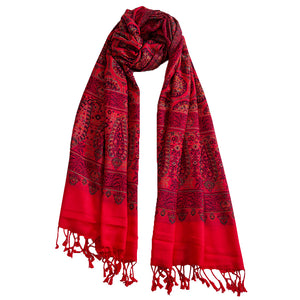 Woolen Stoles & Shawls | Red & Multi | 75x200 CM | - Mojopanda Organic  Store