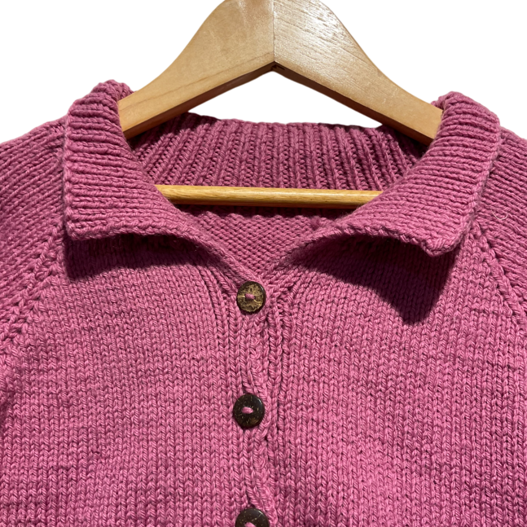 Cardigan | Hand Knit 100% Wool | For Baby Girls| Size-2 Years - Mojopanda Organic  Store
