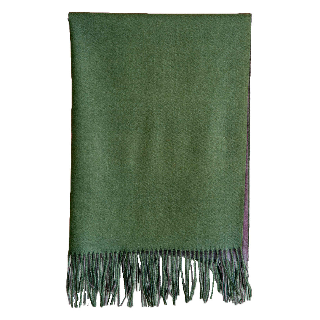 Woolen Revesible Stoles & Shawls |Green & Lilac| 70x180 CM | - Mojopanda Organic  Store