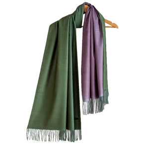 Woolen Revesible Stoles & Shawls |Green & Lilac| 70x180 CM | - Mojopanda Organic  Store