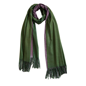 Woolen Revesible Stoles & Shawls |Green & Lilac| 70x180 CM | - Mojopanda Organic  Store