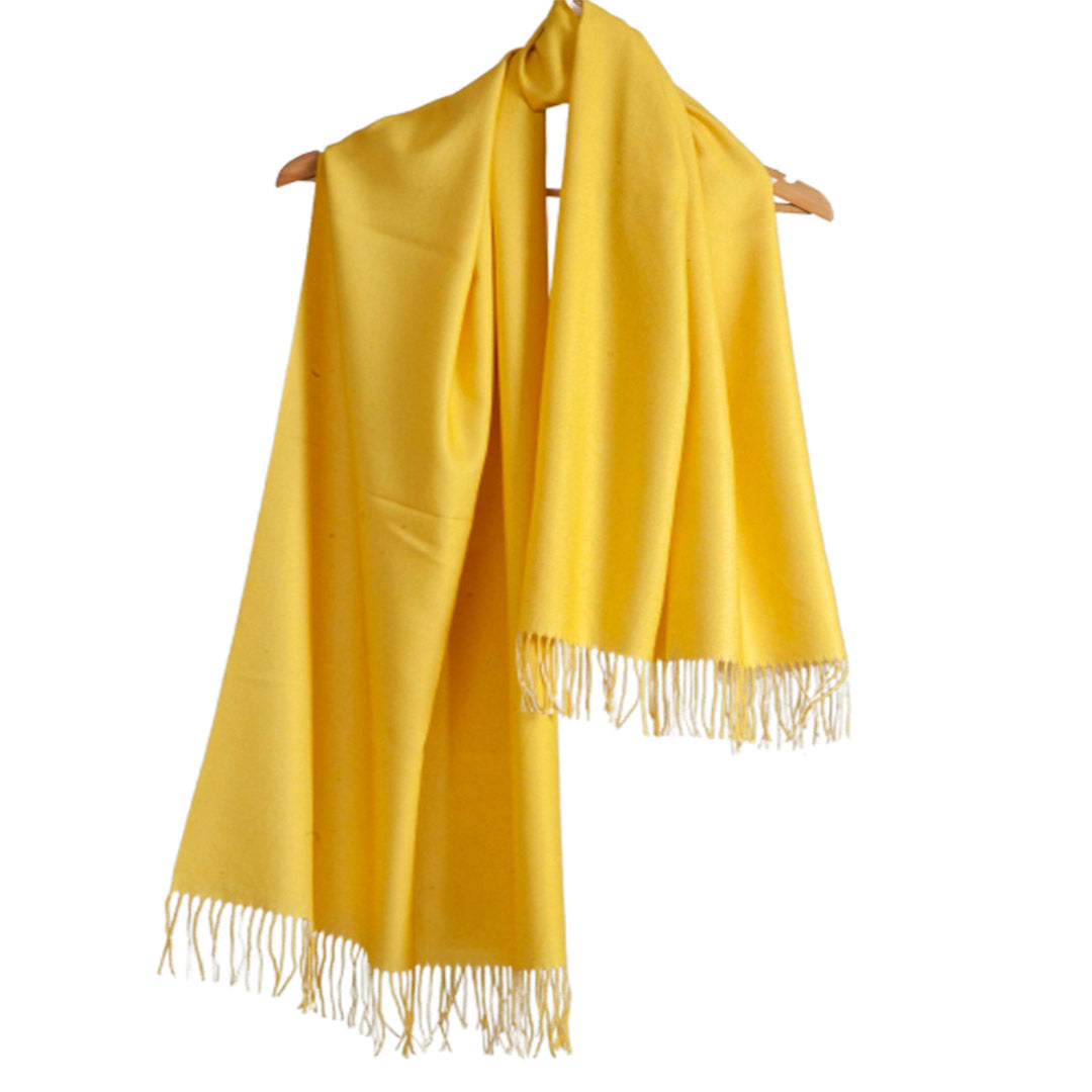 Woolen Reversible Stoles & Shawls |Yellow & Cream | 70x180 CM | - Mojopanda Organic  Store