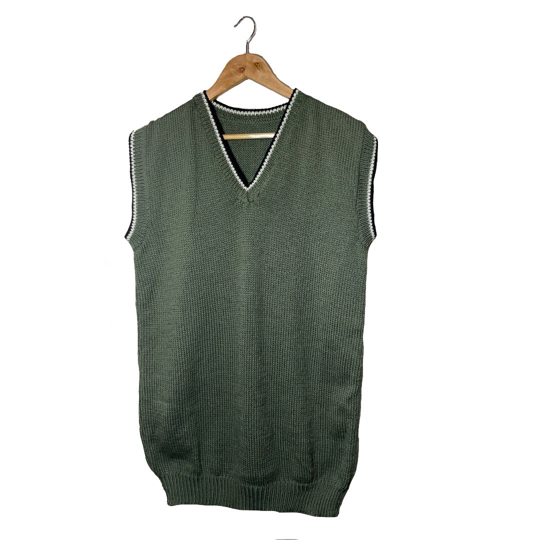 Pullover  V - Neck  Half  Sleeve - Dark olive , ivory , Black  |  For  Men  |  100% Organic Wool - Mojopanda Organic  Store