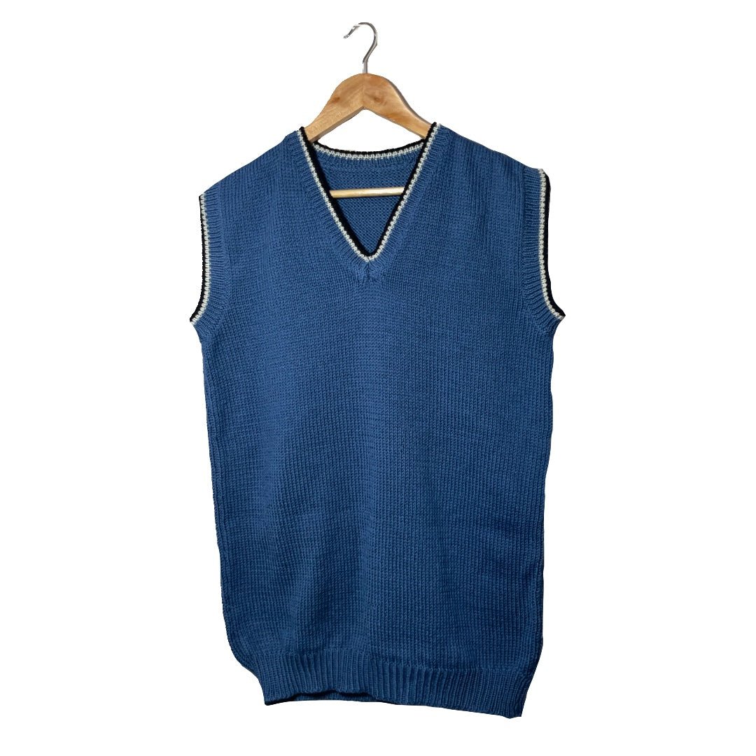 Pullover  V - Neck  Half  Sleeve - Chambray, ivory , Black |  For  Men  |  100% Organic Wool - Mojopanda Organic  Store