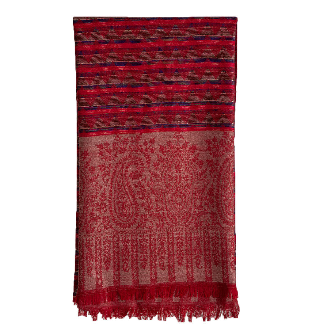 Woolen Stoles & Shawls | Red & Multi| 70x200 CM | - Mojopanda Organic  Store