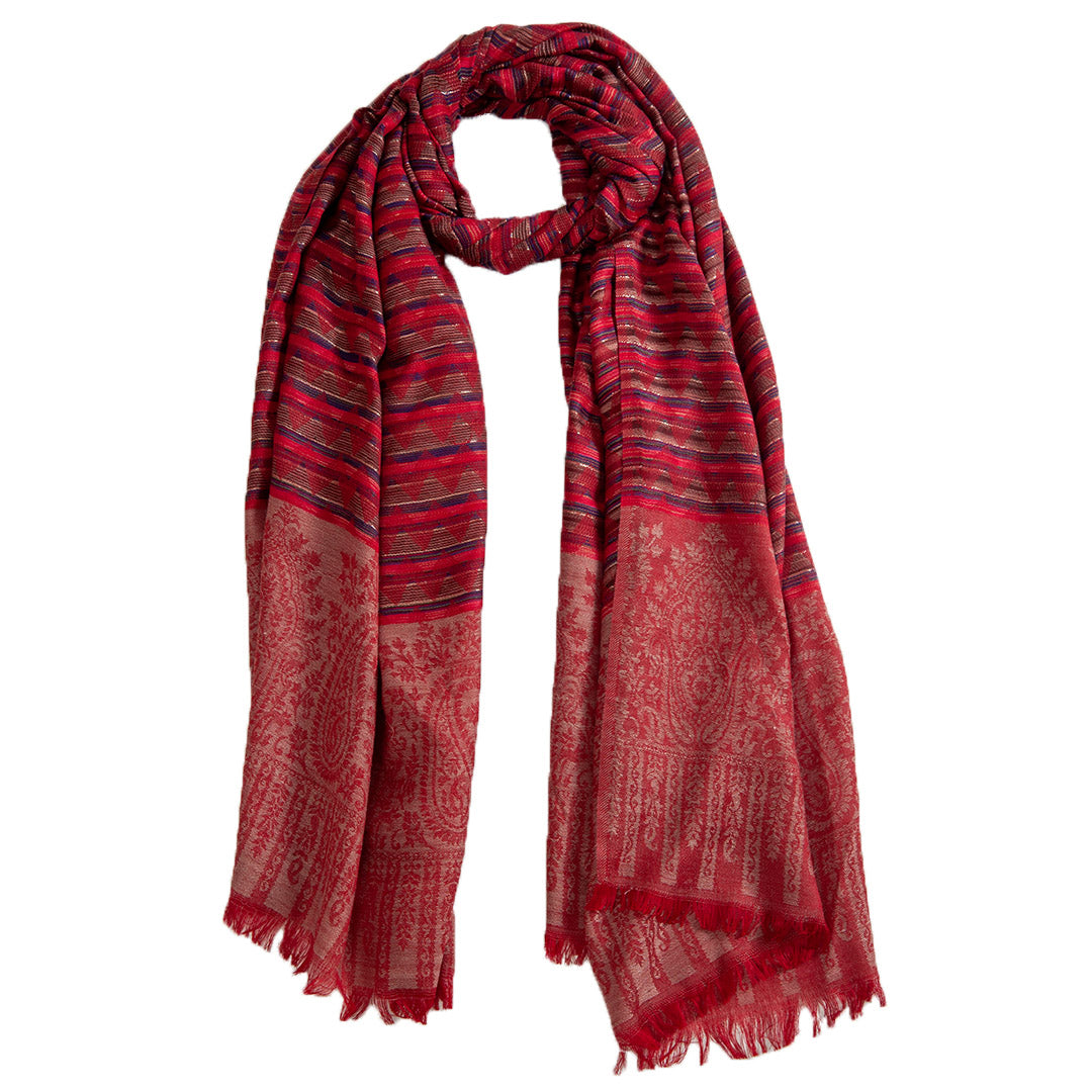 Woolen Stoles & Shawls | Red & Multi| 70x200 CM | - Mojopanda Organic  Store