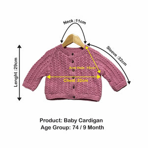 Cardigan | Hand Knit 100% Wool | For Baby Girls| Size-2 Years - Mojopanda Organic  Store