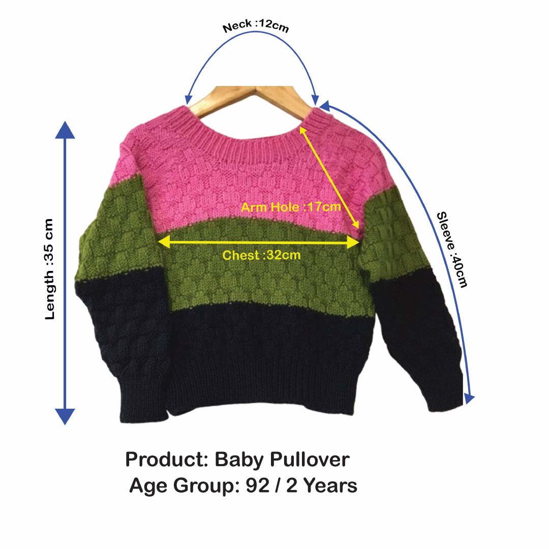 Organic Wool | Pullover | Multi color  | Size 2Y - 92 - Mojopanda Organic  Store