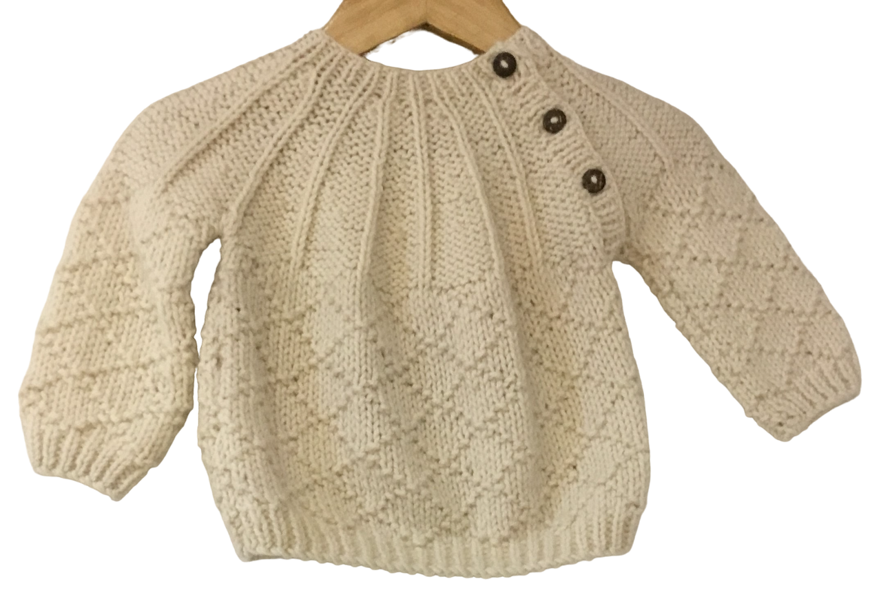 Organic Wool | Pullover | Ivory | Size  - 12 Months | - Mojopanda Organic  Store