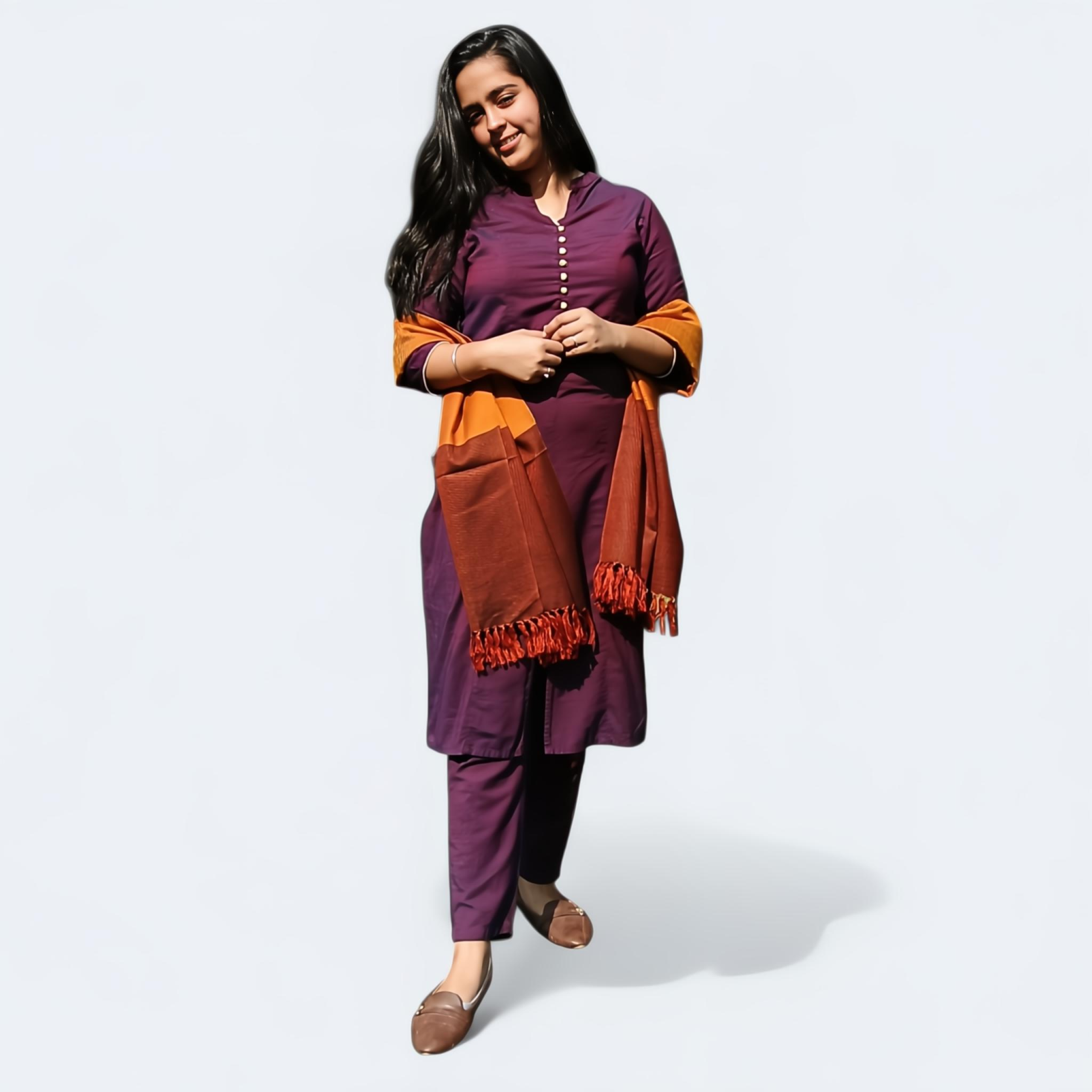Fiery Orange Jamawar Weaved Odhani | Stoles & Shawls |  For Women - Mojopanda Organic  Store