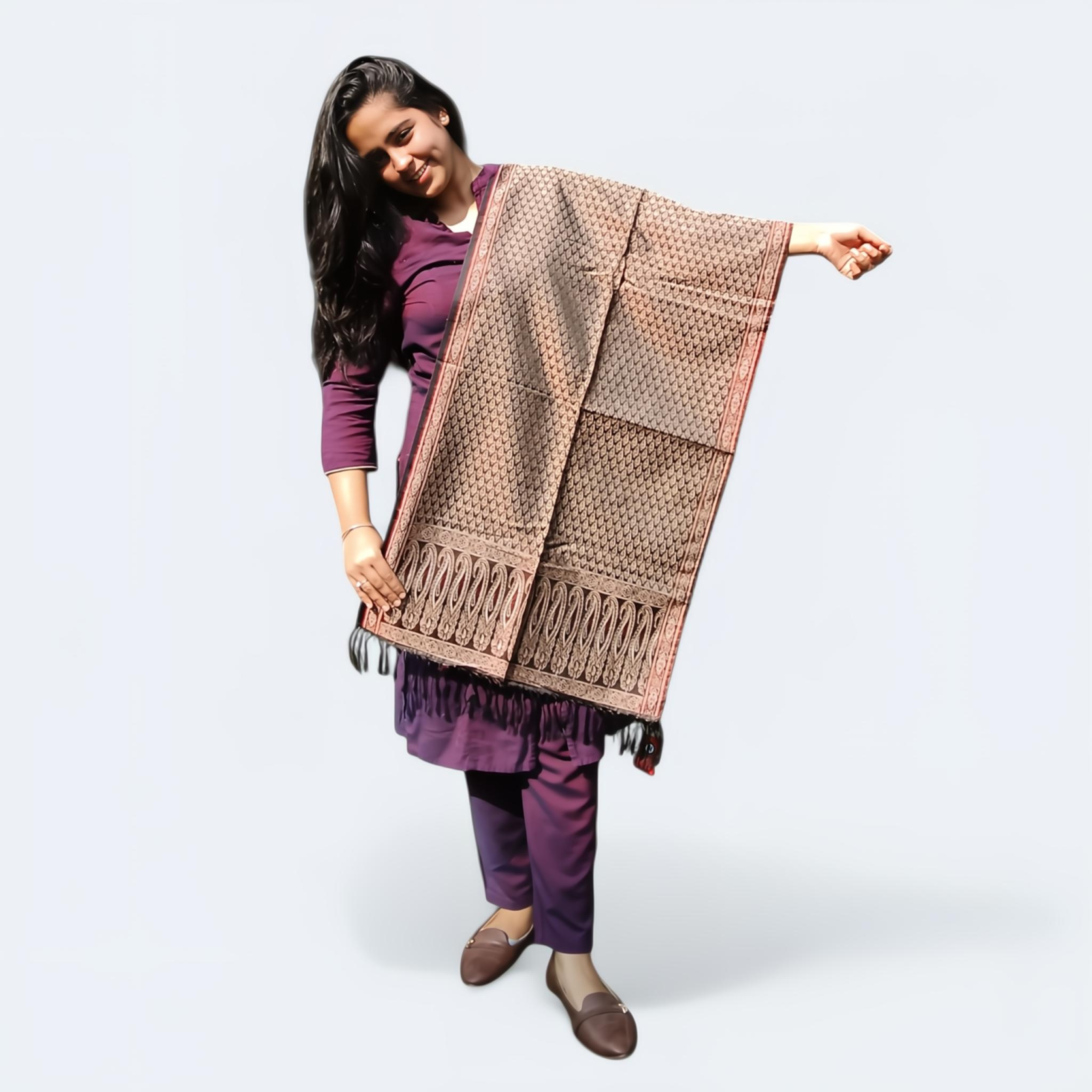 Elegant Printed Dupatta – Soft Fabric with Intricate Paisley & Floral Design - Mojopanda Organic  Store