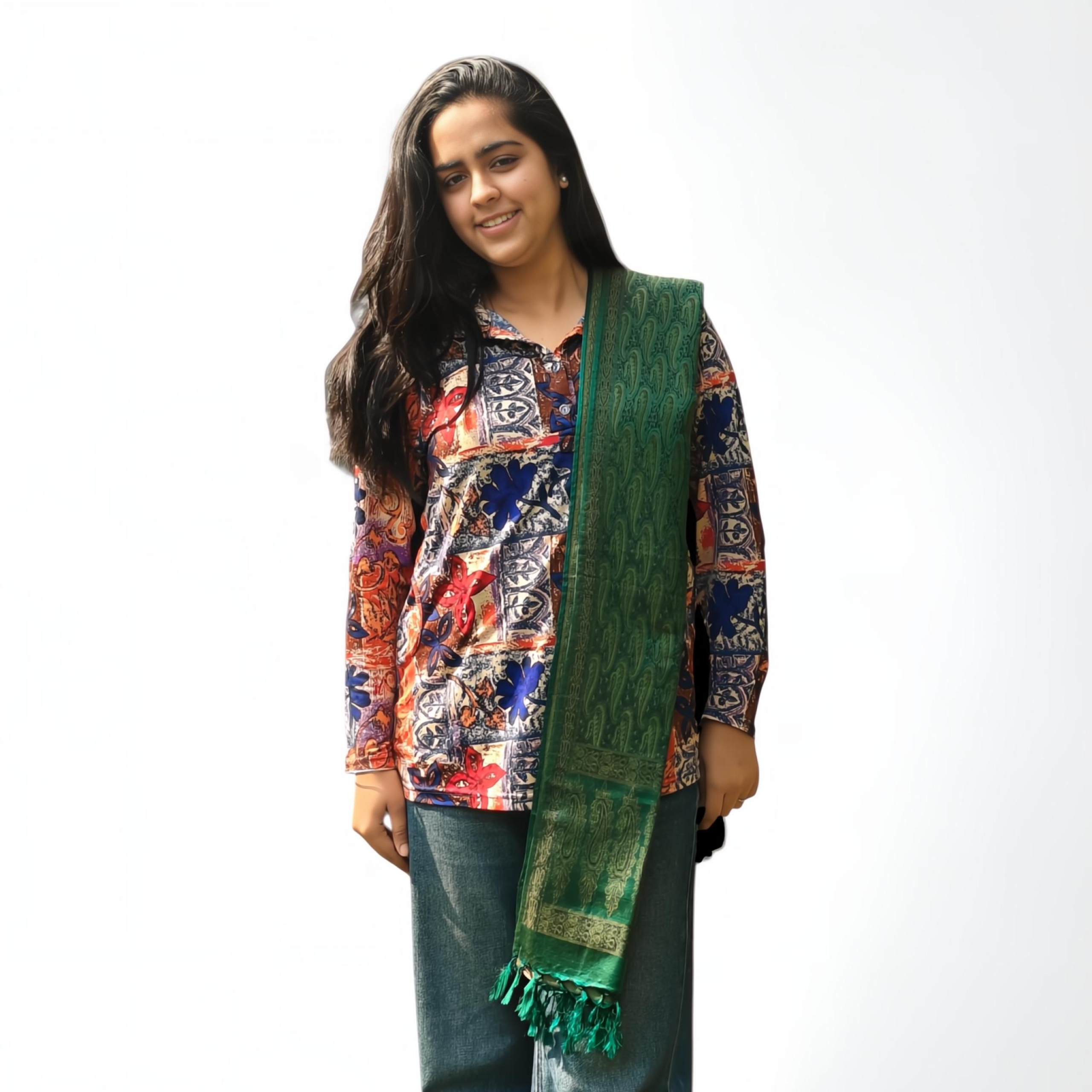Banana Green Stole | Intricate Paisley Design | For Women - Mojopanda Organic  Store