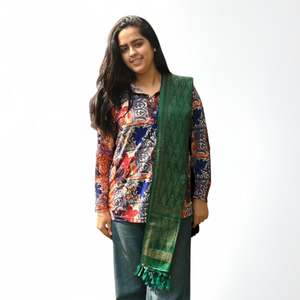 Banana Green Stole | Intricate Paisley Design | For Women - Mojopanda Organic  Store