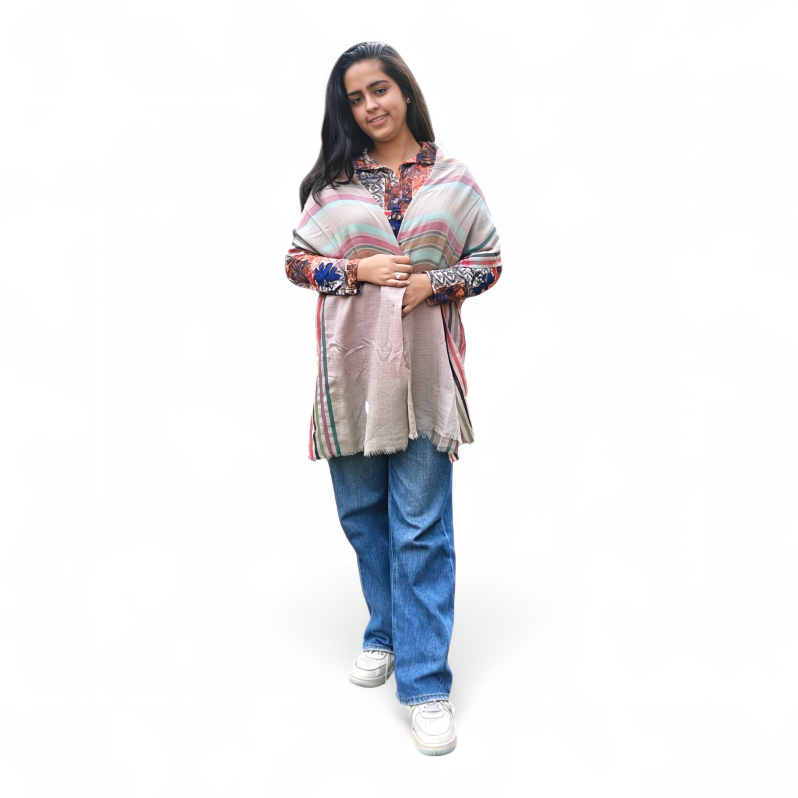 Printed Stole | Blue with Floral Design | For Women - Mojopanda Organic  Store