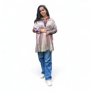 Printed Stole | Blue with Floral Design | For Women - Mojopanda Organic  Store