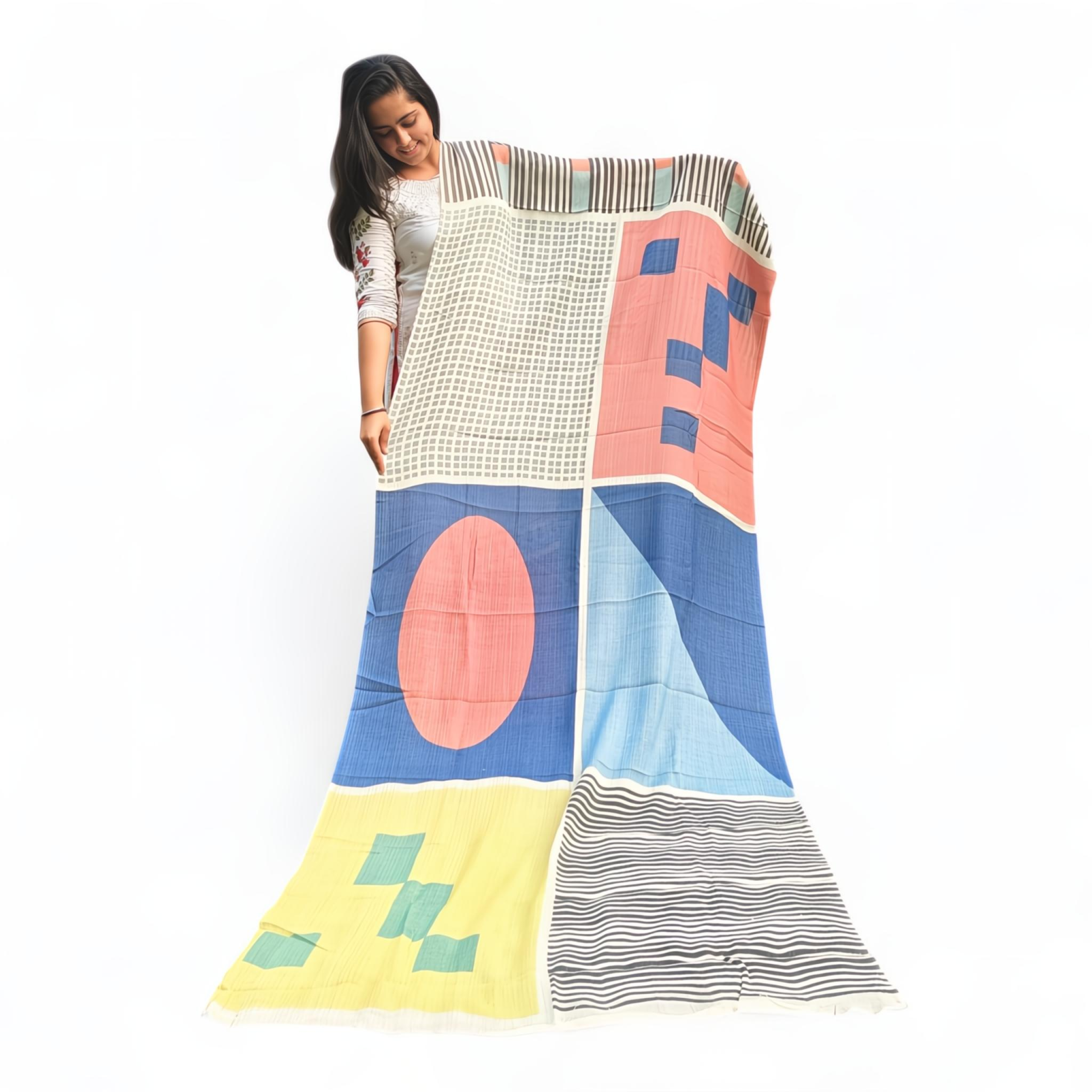 Multi-Color Wool Silk Blended Stole | Elegant Grid Design | For Women - Mojopanda Organic  Store