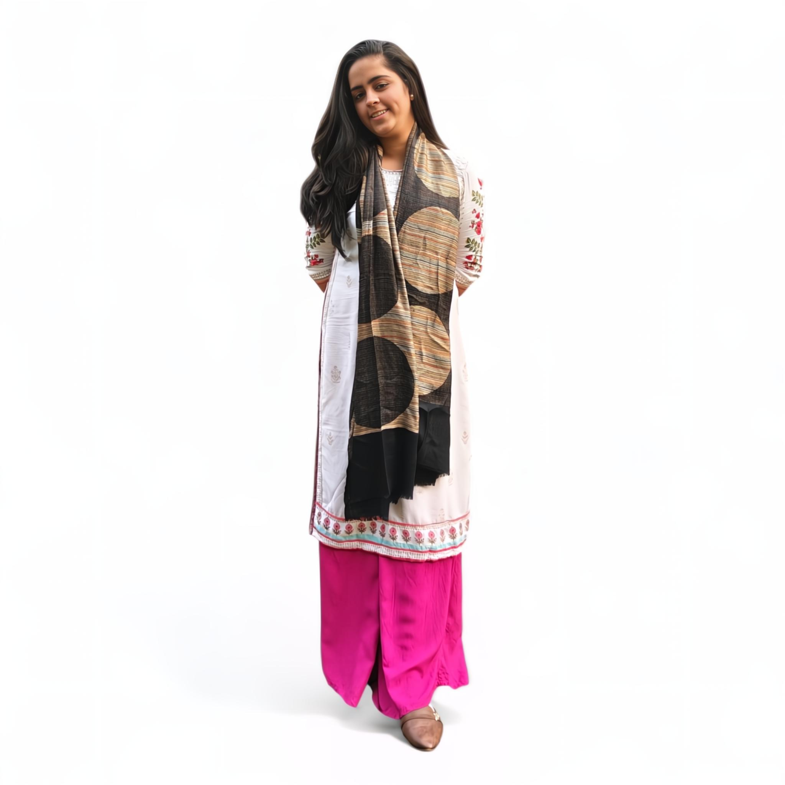 Geometric Print Wool Silk Blended Stole | Modern Design | For Women - Mojopanda Organic  Store