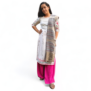 "Multicolor Wool Silk Blended Stole | Elegant Striped Design | For Women - Mojopanda Organic  Store