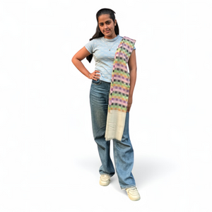 Check Multicolor Wool Silk Blended Stole | Vibrant Plaid Design | For Women - Mojopanda Organic  Store