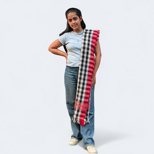 Woolen Stoles & Shawls|  Check design  | Black & Multi | 70x200 CM | - Mojopanda Organic  Store