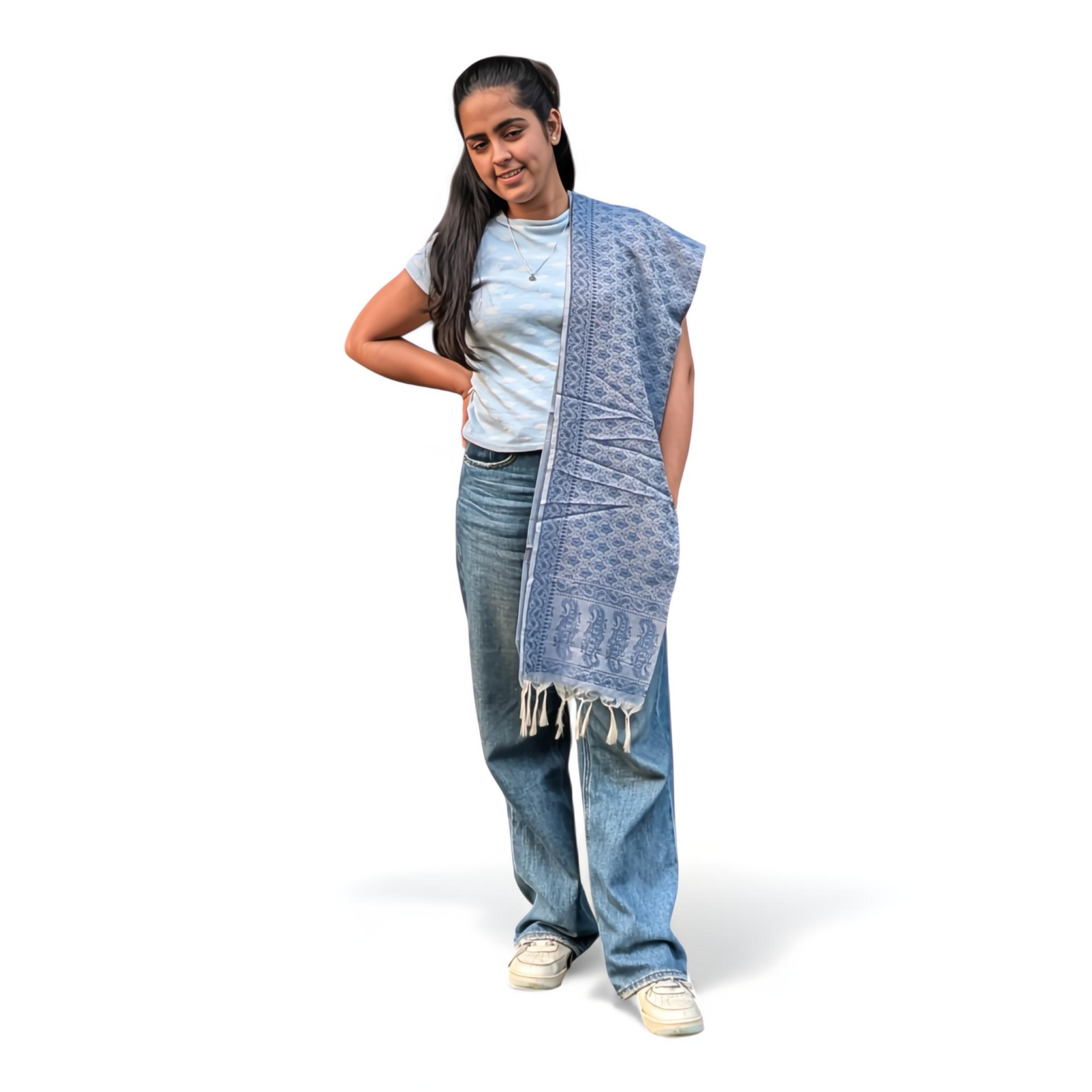 Blue Viscose Printed Dupatta | Soft Lightweight Ethnic Wrap - Mojopanda Organic  Store