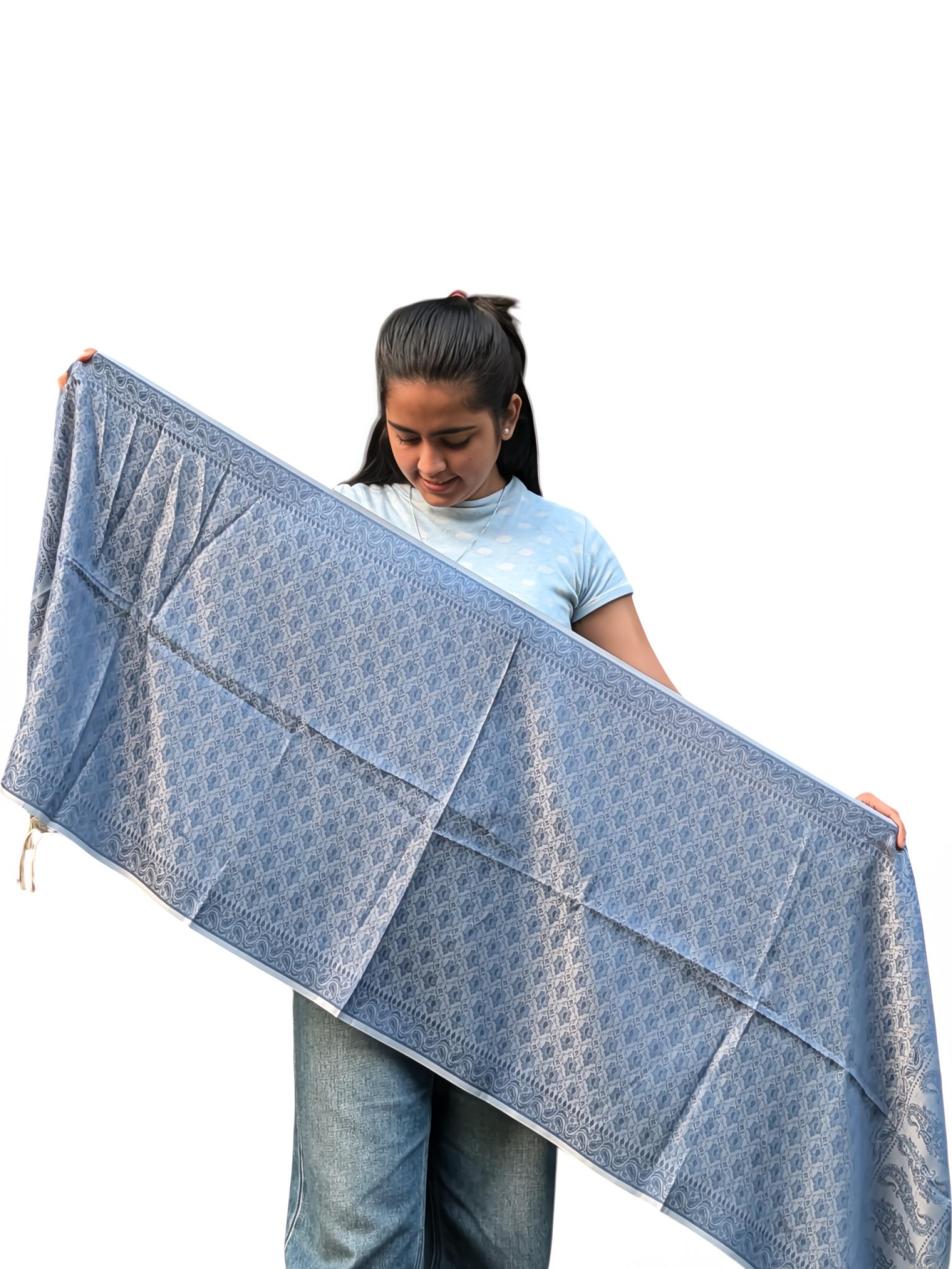 Blue Viscose Printed Dupatta | Soft Lightweight Ethnic Wrap - Mojopanda Organic  Store