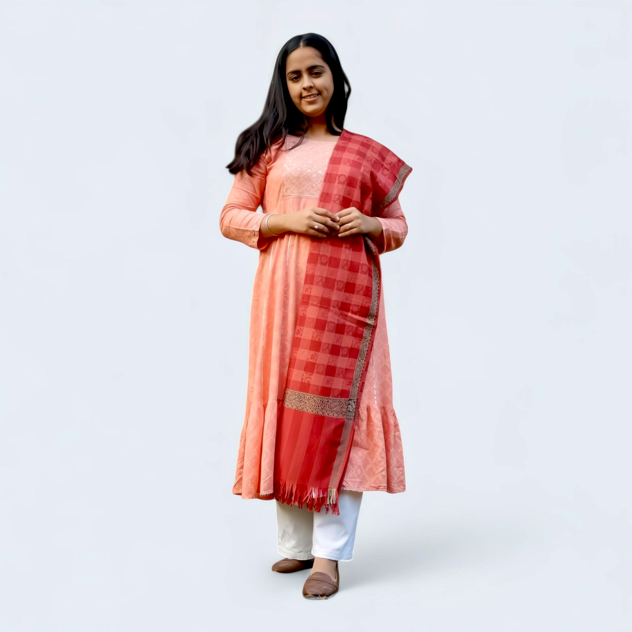 Red Poly-Wool Check Shawl – Elegant Warm Wrap for Women - Mojopanda Organic  Store