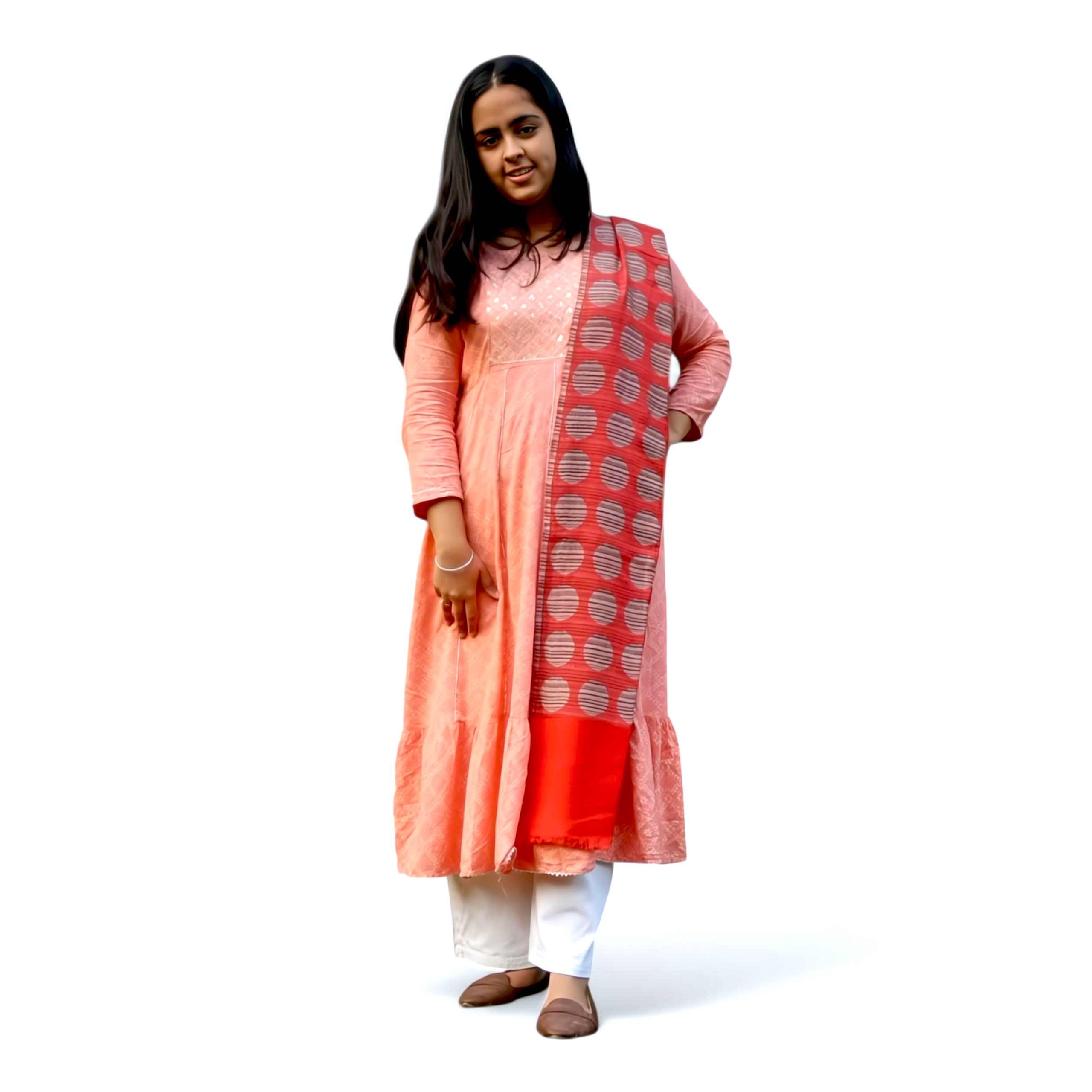 Red Multicolour Polka Wool–Silk Blended Stole - Mojopanda Organic  Store