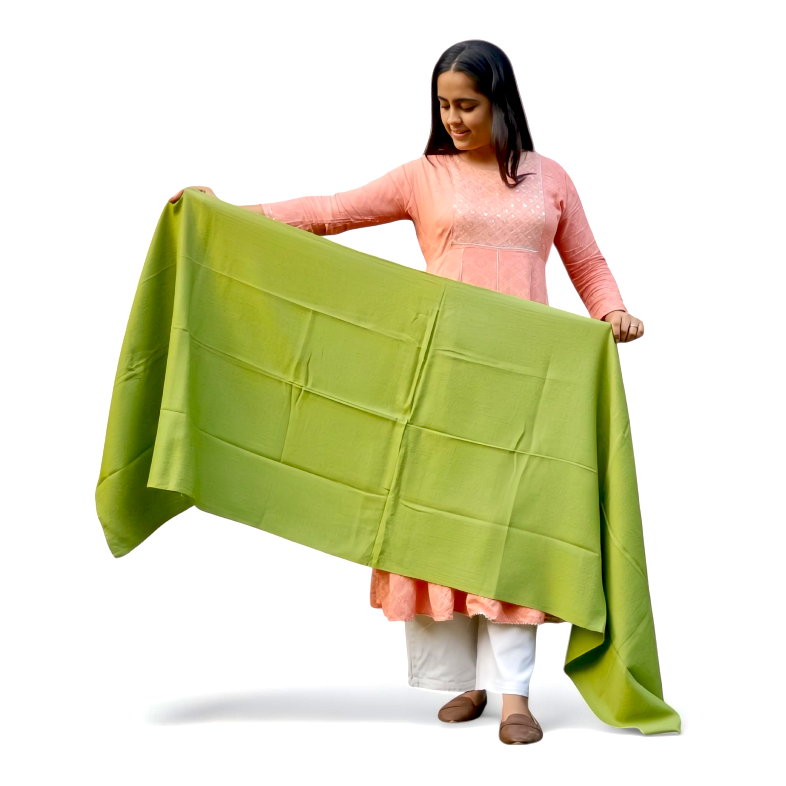 Solid Green Woolen Stole | Soft & Warm | Minimal Classic Design - Mojopanda Organic  Store